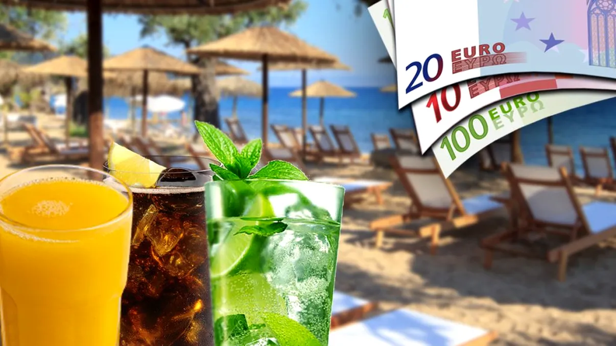 Cât costă un fresh de portocale, un Mojito și un Cuba Libre pe o plajă din Thassos. Prețurile sunt uriașe