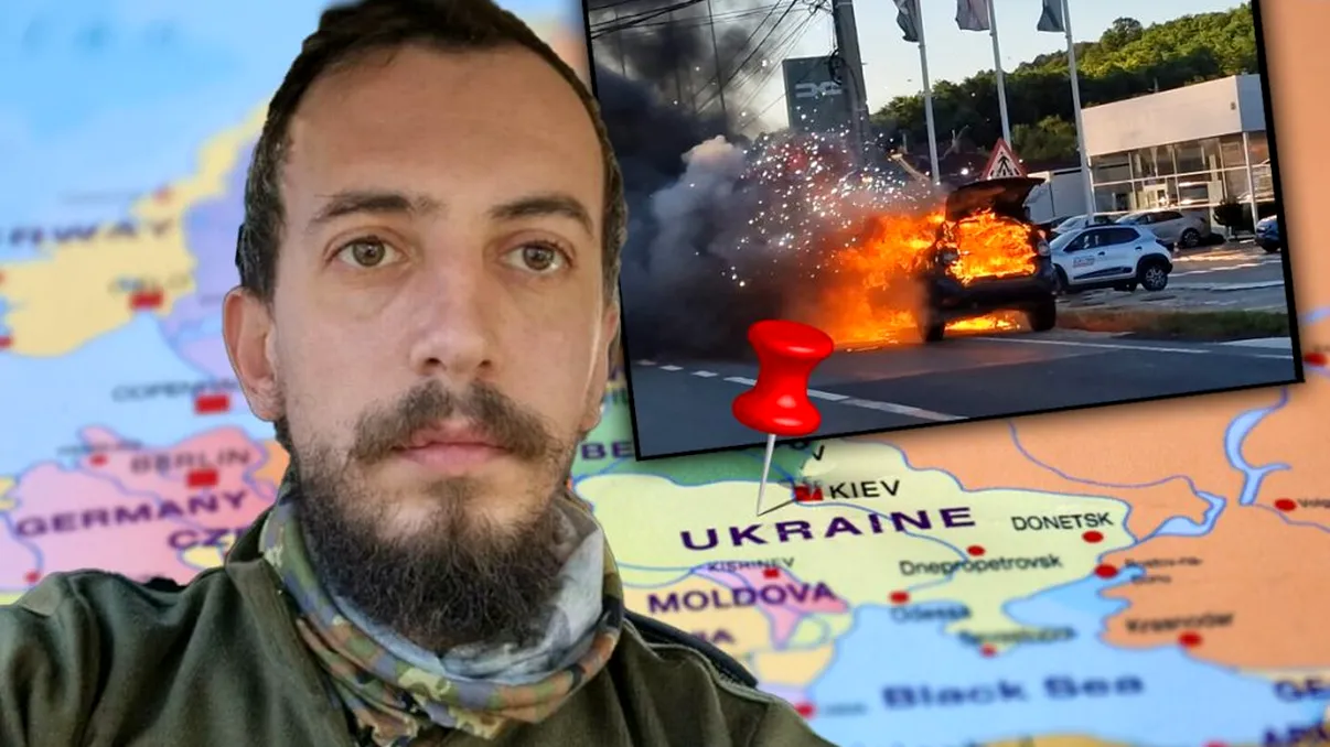 Jurnalist din Brașov, care făcea transmisiuni din Ucraina, la un pas de moarte. Mașina lui a explodat în trafic: 