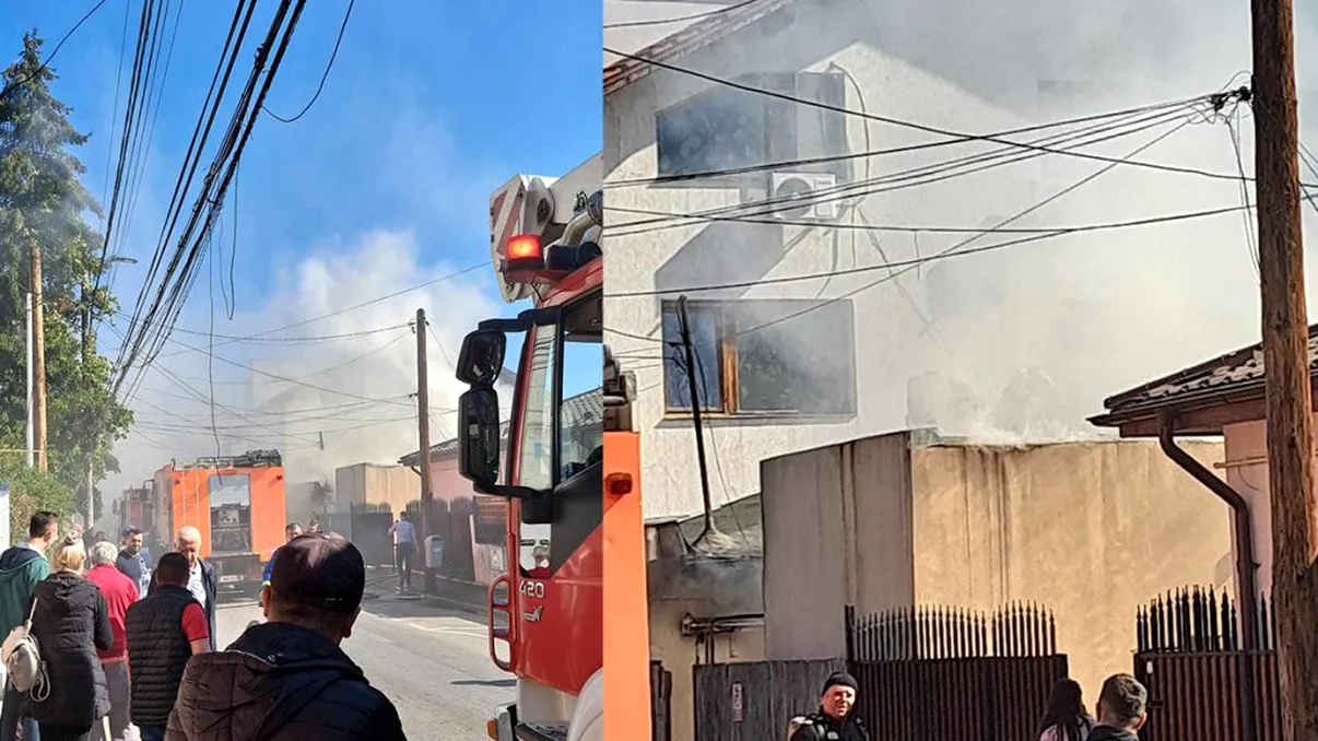 Incendiu uriaș într-o zonă populată din București. Zeci de pompieri au intervenit de urgență la fața locului
