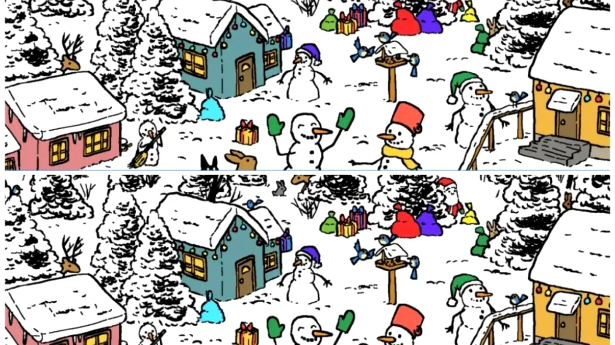 Iluzia optică a finalului de an. Găsești cele 6 diferențe din peisajele de iarnă?