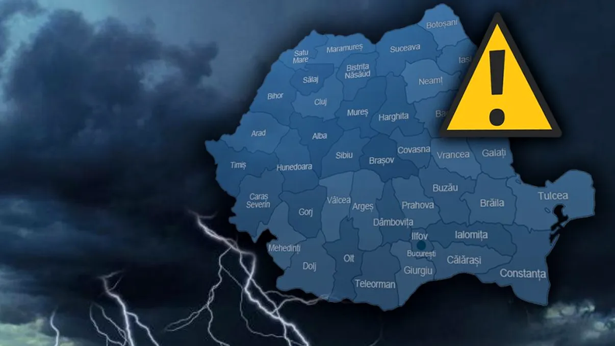 Atenţionare de vreme rea, în România. Zeci de judeţe, sub cod galben de vânt puternic