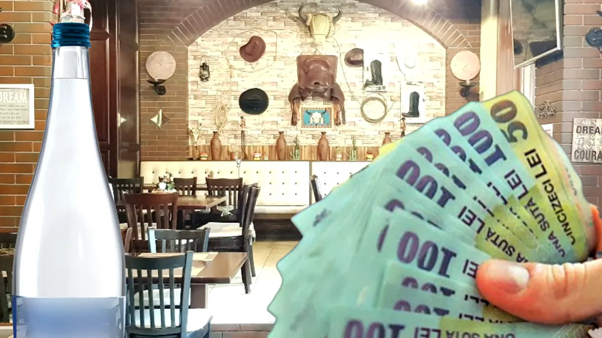 Cât a costat o apă plată la 750 de ml la un restaurant de lângă Palatul Bragadiru. Prețul s-a triplat