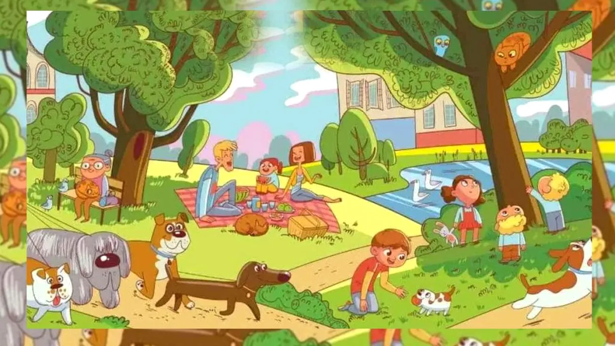 Iluzia optică a lunii februarie. Toți văd oamenii și câinii din parc, dar prea puțini observă leul. Ești un geniu dacă îl găsești