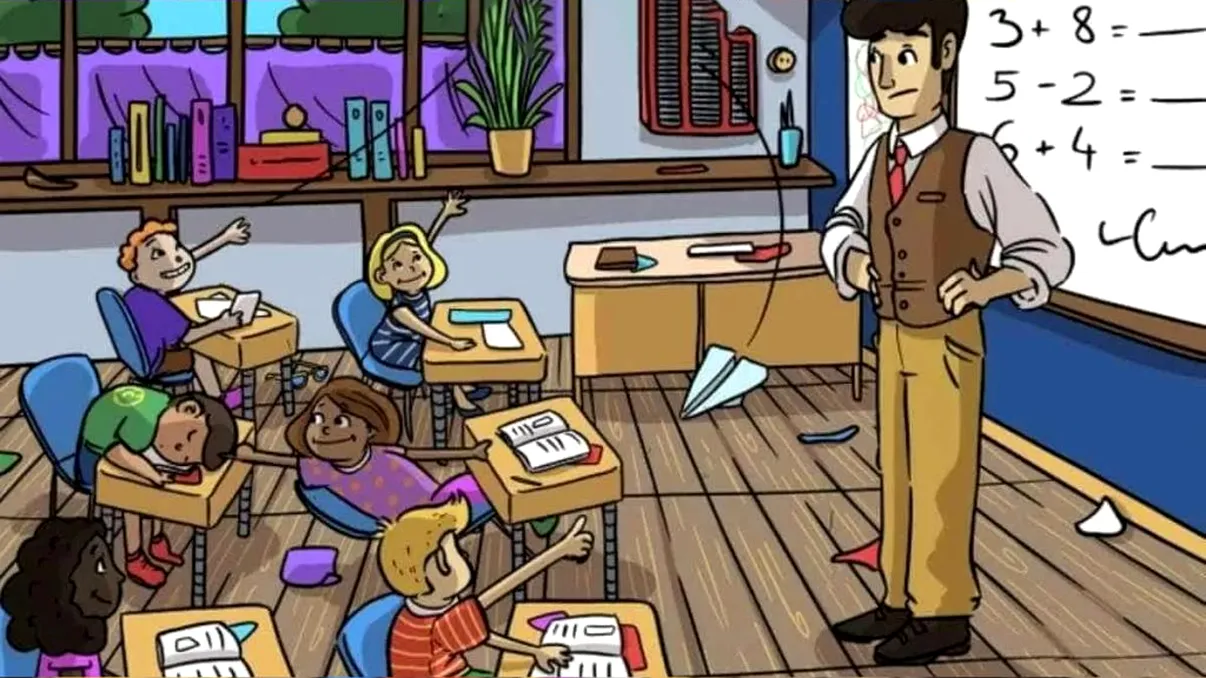 Iluzia optică a zilei de marţi. Toţi observă profesorul şi elevii, dar câţi pot găsi ochelarii ascunşi în sala de clasă?