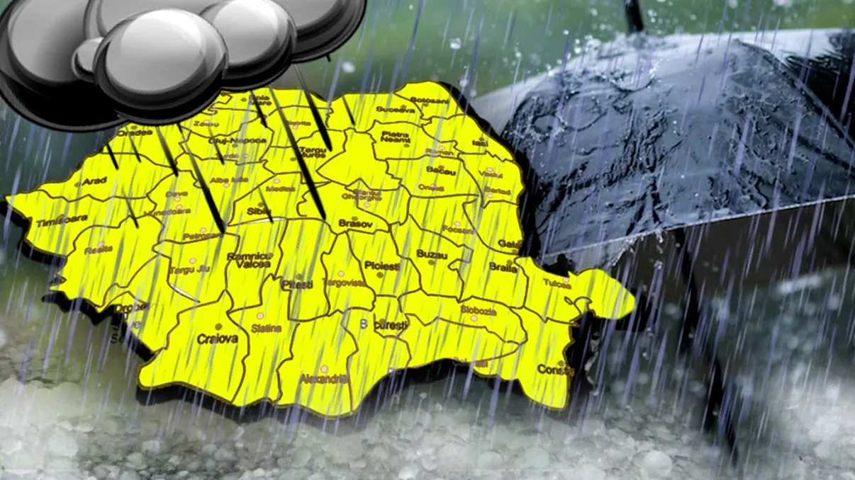 Ploile pun stăpânire pe România. S-a emis cod galben de vijelii și grindină