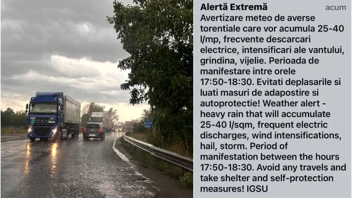 Avertizare extremă de vreme rea în București. Mesajul transmis de RO-Alert: „Evitați deplasările”