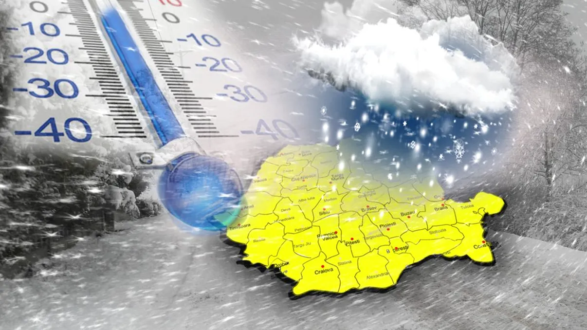 ANM a extins codul galben de vreme rea. Șapte județe, sub avertizare de ninsori viscolite. Zonele în care stratul de zăpadă va depăși 10 cm