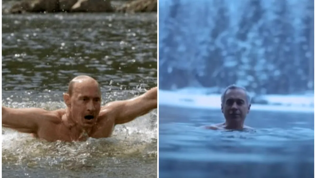 Călin Georgescu s-a filmat precum Vladimir Putin. A făcut baie într-un lac rece de munte, la o temperatură de -6 grade