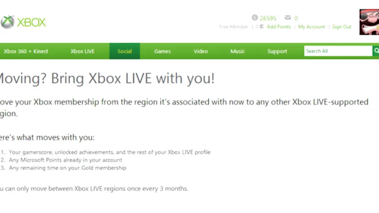 Xbox Live ofera metoda simpla de schimbare a regiunii