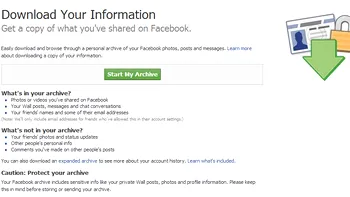 Arhiva personala Facebook, disponibila pentru download