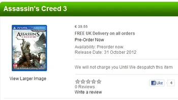 Assassin's Creed 3 si Ghost Recon: Final Mission vin pe Vita?