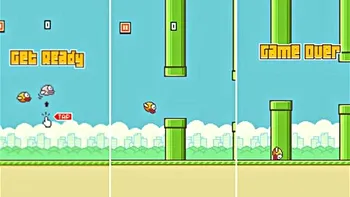Flappy Bird poate fi jucat pe un iPhone închiriat sau online, în HTML5