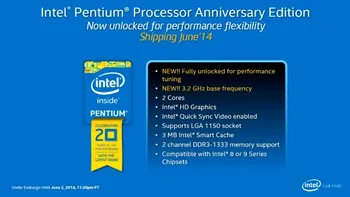 Intel dezvăluie noul procesor deblocat Pentium