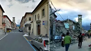 Imaginile acestea ne prezintă frumosul oraș Amatrice înainte si după dezastruosul cutremur de miercuri