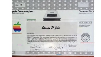 Certificatul de acționar Apple cu numele lui Steve Jobs valorează o avere