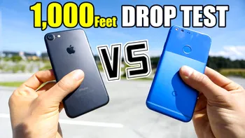 iPhone 7 și Google Pixel, trântite de la 300 metri înălțime