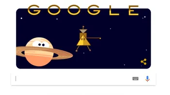 Nava spatiala Cassini este celebrată de Google printr-un Doodle