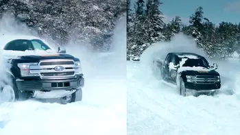 VIDEO Camioneta electrică de la Ford face un adevărat spectacol în zăpadă