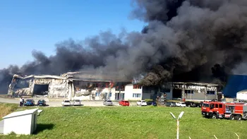 Incendiu de proporții la o hală din Timișoara. Cetățenii, avertizați prin RO-Alert. Degajări mari de fum