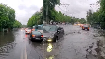 Traficul din București, îngreunat de ploaie. Mai multe mijloace de transport în comun au rămas blocate
