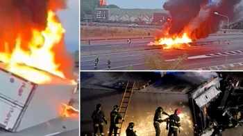 Accident pe o autostradă din Italia. Șofer român de TIR a murit carbonizat