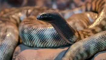 VIDEO Imagini rare cu un piton cu cap negru. Ce făcea animalul când a fost filmat, de fapt