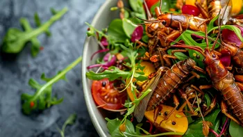 Salată de greieri cu spaghetti din plante de apă: Mâncarea care va salva planeta în viitor, imaginată de inteligența artificială