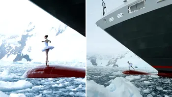 Dansul din Antarctica care a părut generat de AI, dar a fost real. Cine este balerina care a transformat un spărgător de gheață într-o scenă de poveste