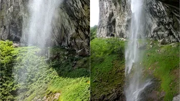 Cascada care curge invers se află în România. Apa pare că se ridică în aer