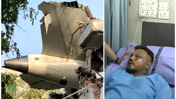 Imaginea durerii: supraviețuitorul accidentului Air India, cu răni pe față și bandajat, își conduce fratele decedat pe ultimul drum