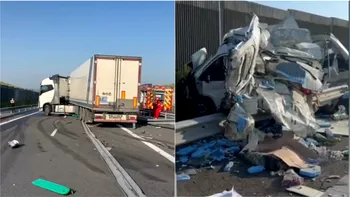 Accident grav pe drumul expres Craiova–Pitești: un mort și doi răniți grav. Trafic blocat