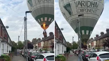 Momentul în care un balon cu aer cald cade pe o stradă și se prăbușește peste case VIDEO