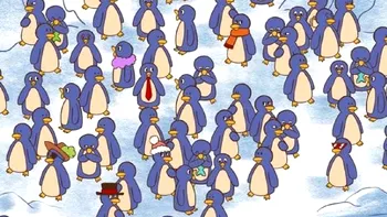 Test de perspicacitate aparte. Un pinguin se încălzeşte cu o ciocolată caldă, îl observi în mai puţin de 5 secunde?
