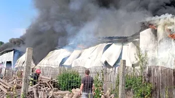 Incendiu puternic, pompierii intervin în forță pentru a stinge flăcările care au cuprins un service auto din județul Brașov. A fost activat sistemul Ro-Alert