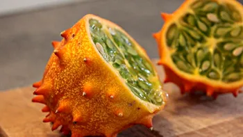 Ce gust are Kiwano sau castravetele cu coarne. Miezul gelatinos îl face să fie special