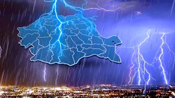 ANM a emis cod portocaliu de furtuni cu grindină și vijelii. Localitățile aflate sub alertă imediată