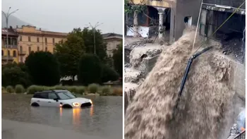 Inundaţii puternice în Italia: peste 300 - 400 litri/mp. Imagini trimise de românii care locuiesc în zonele afectate, este cod roşu de viituri