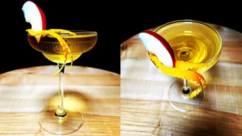 Cum faci un cocktail clasic de la 1930 cu părți egale de gin, calvados și lichior de caise - Angel Face din Savoy Cocktail Book