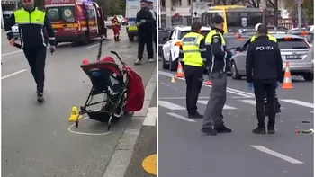 Momentul în care mama şi fetiţa ei sunt spulberate pe trecere, în Bucureşti. Telefonul femeii a sunat neîncetat cât timp a fost resuscitată