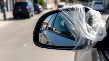 Tot mai mulți oameni își acoperă oglinzile retrovizoare cu pungi de plastic. Şoferii încă nu cred că ideea chiar funcţionează