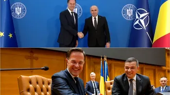 Ilie Bolojan şi Sorin Grindeanu, după întâlnirea cu secretarul general al NATO. 