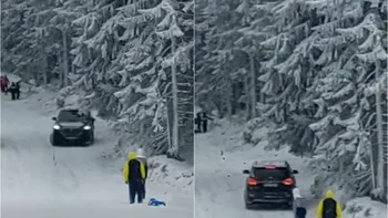 Video. Inconștiență la volan, pe pârtia din Parâng: un SUV a alunecat printre copiii care se dădeau cu sania. Reacţiile internauţilor: 