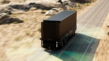 A apărut trailerul autonom care „scoate camionul din transport”: fără șofer, fără cabină, doar containerul și tehnologia