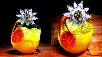 Cum faci un spritz de vară cu arome exotice - fructul pasiunii, falernum și romul agricol se mixează perfect cu un prosecco