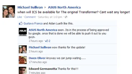 ASUS aproape ca da un ETA pentru ICS pe Transformer TF101