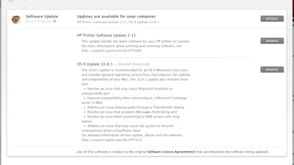 OS X 10.8.1 -  primul update major la Mountain Lion