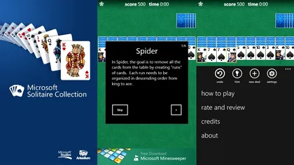 Microsoft Solitaire Collection pe WP8, pentru 