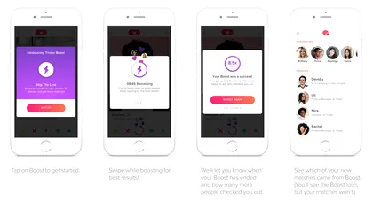 Tinder Boost: dai un ban, dar stai în fața mai multor ”pretendenți”