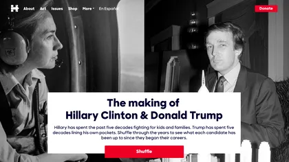 Acest site îi compară pe Hillary Clinton și Donald Trump în funcție de realizările din fiecare an