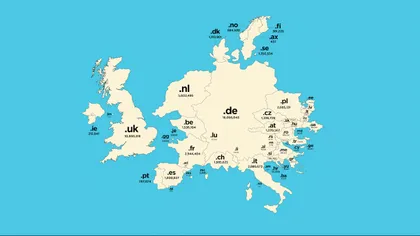 Cum ar arăta lumea, dacă țările ar fi la fel de mari ca domeniile lor web